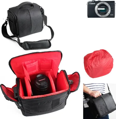 Produktbild von K-S-Trade Kompatibel mit Canon EOS M100 Kameratasche Fototasche Schultertasche Zubehör Tasche einteilbare Trennwänden für Systemkamera, DSLR DSLM