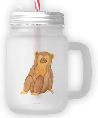 Produktbild von Mr. & Mrs. Panda Glas Affe - Transparent - Geschenk, Selbstbewusstsein, Respekt, mit deckel, Liebe, Eiskaffee, Cocktailglas, Affen, Motivation, Trinkglas Strohhalm