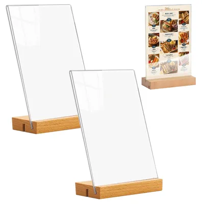 Immagine prodotto di Supporto per menu da ristorante in legno con base in acrilico, formato A4
