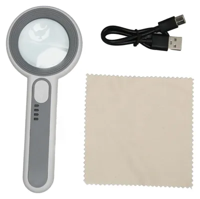 Image de Loupe de poche 5x rechargeable avec éclairage LED ettactile