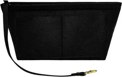 Produktbild von Famanu Handtaschen-Organizer aus Filz - inklusive Schlüsselanhänger - viele Fächer für Geldbörse und Kosmetik - Farbe: Schwarz - Größe M