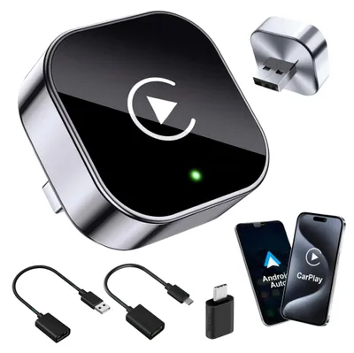 2-in-1 Carplay Dongle Mini, Wireless Adapter, Plug & Play, ~3 s