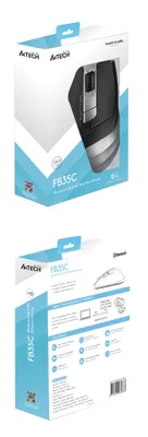 Produktbild von A4Tech Fstyler FB35CS, rechts, Optisch, RF Wireless + Bluetooth, 2000 DPI, Grau, Weiß