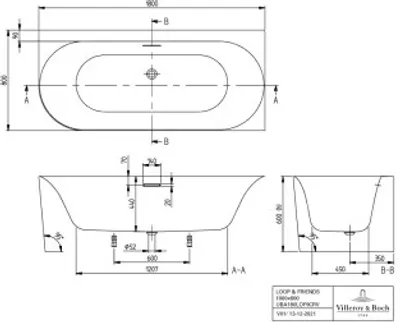 Produktbild von Villeroy & Boch UAC180LOFRA2V01 Vorwand-BW Loop&Friends 180LOFRA2