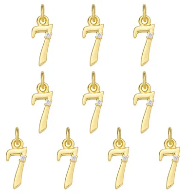 Productafbeelding van Set van 10 gouden cijferbedeltjes met cubic zirconia