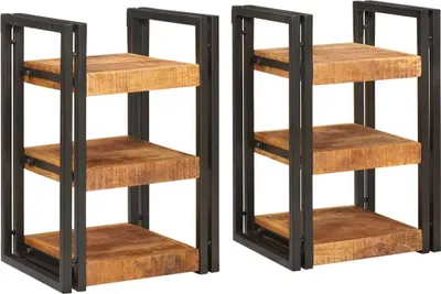 Productafbeelding van Nachtkastje 2 pcs Bruin en zwart Massief Mango Hout
