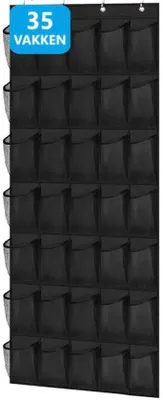 Produktbild von Ultiluxe XXL Schuhschrank hängend - 172 x 67 cm - Schwarz - 35 Fächer - Schuhaufbewahrung für die Tür - Hängesystem