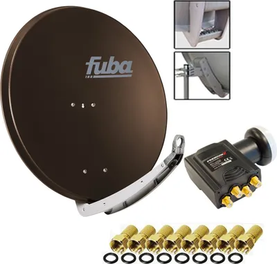 Produktbild von Fuba DAA 850 Sat Schüssel Braun 85x85cm Deluxe LNB Quad PremiumX 8x F-Stecker