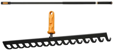 Produktbild von FISKARS ONECLICK Metall-Bodenrechenkopf 41 cm + Stiel 119-174 cm