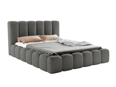 Produktbild von LUXKOR24 Polsterbett VELORA 200x200cm mit Bettkasten & Metallgestell - DUNKELGRAU MONOLITH