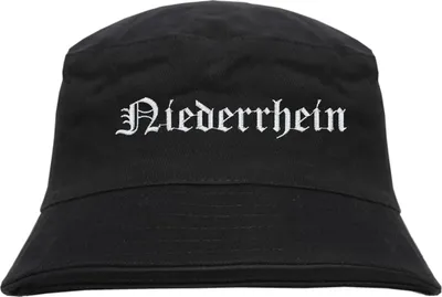 Produktbild von Niederrhein Fischerhut - Altdeutsch - bestickt -  Bucket Hat Anglerhut Hut Schwarz L/XL