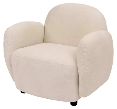 Produktbild von Sessel HWC-P33, Lounge-/Relax-/Cocktailsessel Polstersessel, Chenille-Stoff (330 g/m²)  - Creme
