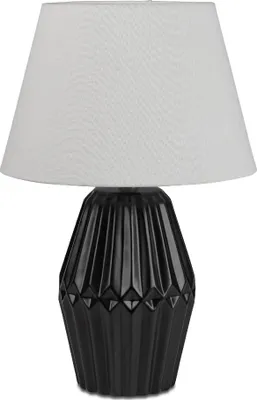Produktbild von Tischlampe Relief rund matt schwarz H. 46cm mit silbernem Schirm Formano