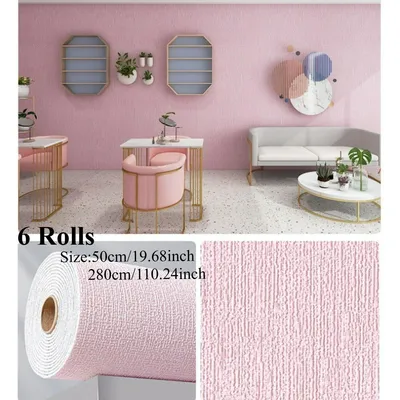 Produktbild von 6 Stück selbstklebende Tapete, 3D Fliesen Ziegel Wand Aufkleber,wasserdichte und feuchtigkeitsdicht , Schlafzimmer/Wohnzi Dekoration Wallpaper, Rosa.
