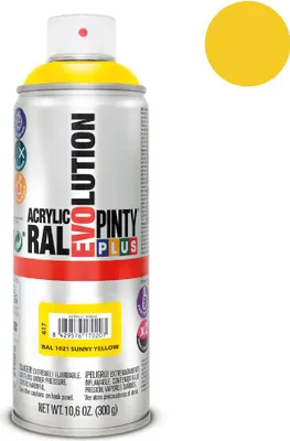 Image de Peinture Aérosol Jaune Colza Séchage Rapide, Haute Résistance, Couleur Vive - Pinty Plus