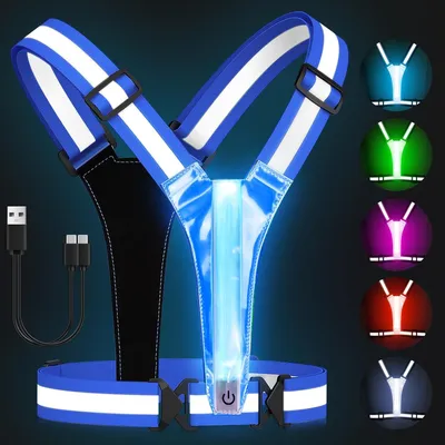 Productafbeelding van Reflecterend LED-vest - 5 kleuren - 3 standen - Oplaadbaar via USB - Elastisch verstelbaar