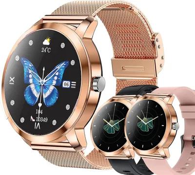 Produktbild von Smartwatch Damem mit Bluetooth Anrufe Taschenlampe, Große Batterie, 1,27" AMOLED 5ATM Fitnessuhr mit SpO2 Blutdruckmessung Herzfrequenz Schrittzähler