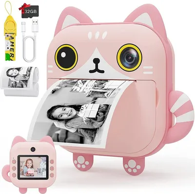 Produktbild von Kinderkamera, Sofortbildkamera, Digitale HD-Videokameras für Kleinkinder, mit 32 GB SD-Karte Geburtstagsgeschenke für Jungen im Alter von 3–12 Jahren