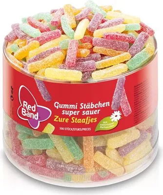 Produktbild von Red Band Fruchtgummi Stäbchen super sauer 500 Stück, 1000g