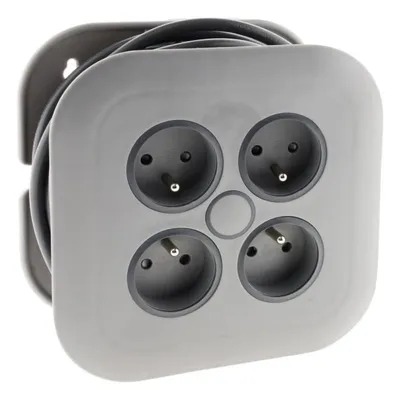 Image de ZENITECH Rouleau ménager 4 prises 2P + E 16A + disjoncteur - Gris