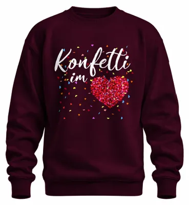 Immagine prodotto di Coriandoli nel cuore Carnevale Amore Regalo Giorni folli Colorato Felpa unisex, bordeaux, XXL