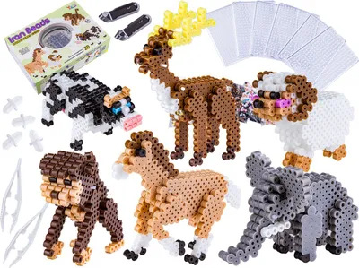 Produktbild von Bügelbrett, Bügelperlen, Set mit ANIMALS 3D 3000 Stück