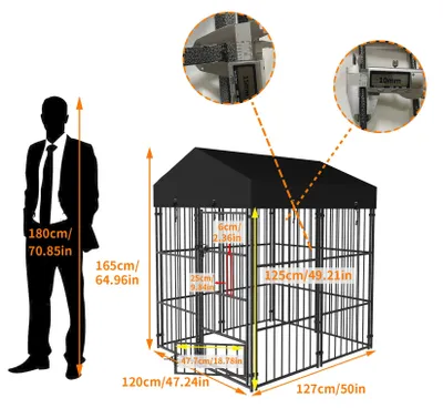 Image de Abri pour chien, structure métallique robuste, utilisation polyvalente en extérieur