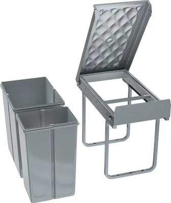 Produktbild von XINZI Einbau Mülltrennungs-System Abfallsortierer, für Küche 2 Fächer Ausziehbar 1x20L+1x10L, Vollauszug mit Teleskopschienen, Grau
