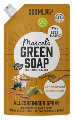 Productafbeelding van Marcel's Green Soap Allesreiniger Spray Navulling Sandelhout & Kardemon 500 ml