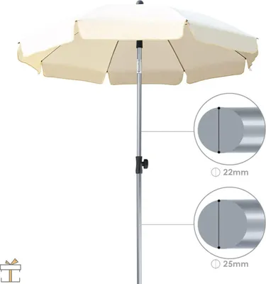 Zdjęcie produktu dla Parasol - beżowy - uchylny - okrągły - 200 cm - na taras lub plażę