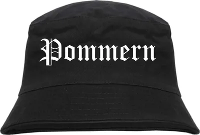 Produktbild von Pommern Fischerhut - Altdeutsch - bedruckt - Bucket Hat Anglerhut Hut Schwarz S/M
