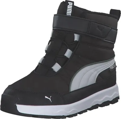 A single black Puma boot with gray accents and white sole, shown from a side-angle against a white background.