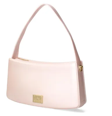 Produktbild von Damenhandtasche aus Polyurethan in Hellrosa mit Schultergurt und goldenen Details