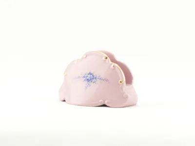 Obrázek produktu pro Stojánek na ubrousky, růžový porcelán, modré květiny, Leander