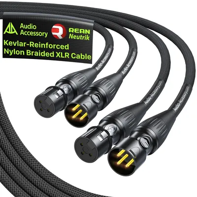 Obrázok produktu pre XLR káble, 2 metre (2 kusy), s pozlátenými konektormi, mikrofónový kábel s nylonovým opletením vystuženým Polyamidom