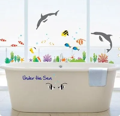 Produktbild von Dekorative Wandaufkleber mit Fisch- und Delfinmotiven