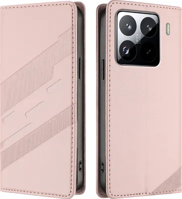 Produktbild von Hülle für Xiaomi 15 Pro, Kunstleder Brieftaschen Handyhülle mit Kartenfach und Standfunktion Pink
