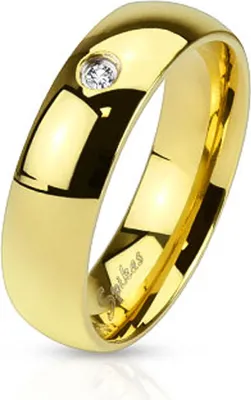Produktbild von Herren Damen Ring Edelstahl Zirkonia Kristall Partnerring Ehering gold 54 - Ø 17,32 mm 6 mm