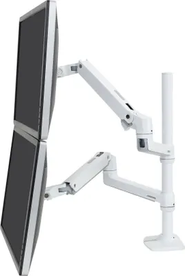 Productafbeelding van Ergotron LX - Bevestigingsset (dubbele arm, hoge kolom) - voor 2 LCD-schermen - aluminium - wit - schermgrootte: tot 101,6 cm (tot 40 inch)