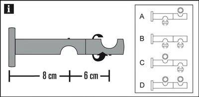Produktbild von Gardinia Doppel-Kombiträger Chicago titan, 14 cm, Ø 20 mm
