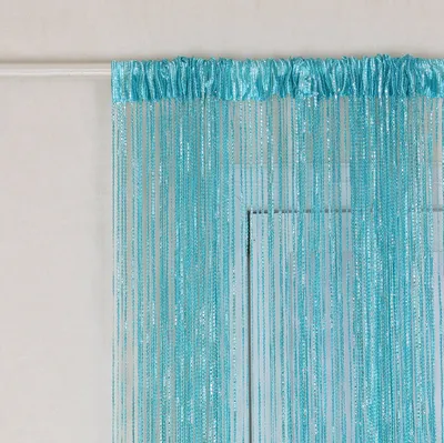 Zdjęcie produktu dla 2-pak zasłona sznurkowa 100x200cm niebieska zasłona koralikowa zasłona drzwiowa zasłona z frędzlami balkonowa zasłona przeciw owadom