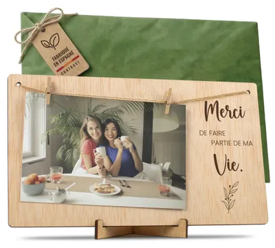 Imagen del producto de Panel de fotos de madera con ganchos, para 12 fotos, para colgar