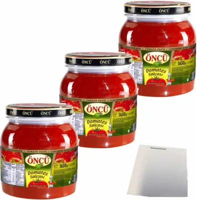Produktbild von Öncü Tomatenpüree, Tomatenmark 3er Pack (3x1650g Glas) + usy Block