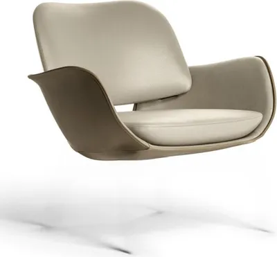 Obrázek produktu pro Křeslo Design Gauč Pohovka Relax Kožený Lounge Club Čalounění Sedák Béžová Nová
