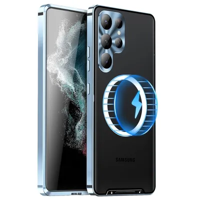 Obrázek produktu pro Pro Samsung Galaxy S24 Ultra Magnetic Magsafe Metal Design Ochranný kryt Blue