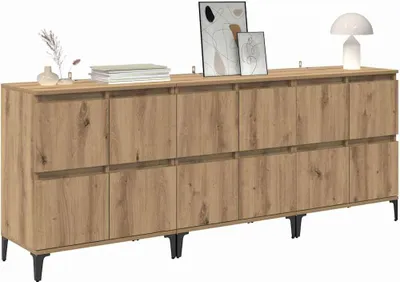 Zdjęcie produktu dla vidaXL Kredensy 3 szt. dąb rzemieślniczy 60 x 35 x 70 cm Materiał drewnopochodny