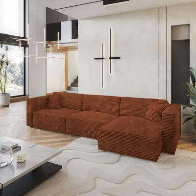 Produktbild von Masseno Ecksofa TOLMO mit Schlaffunktion L-Form, Sofa mit Bettkasten, Wohnzimmersofa, Couch, Soffa, Bettsofa, Couchgarnitur- Braun, TILIA 52