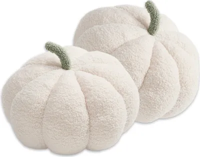 Produktbild von CANDeal 2 Stuck 35cm Kürbis-Dekokissen für Zuhause, Kindergartenfotografie, Halloween, dekoratives Kissen,Weiß