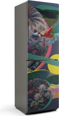 Produktbild von Tropisches Papageienmuster – Magnetische Kühlschrank Abdeckung – Dekorfolie magnetisch Küche – Kühlschrank Magnet Deko – selbstklebende Magnettafel – Magnetfolie für Kühlschranktür – 60x190 cm