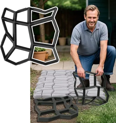 Obrázok produktu pre JOIEYOU 1 kus DIY betónová forma 43x43cm debniaca forma 9 mriežok nepravidelná dlažba forma na odlievanie chodníkov betónová šablóna dlažba šablóna z plastu, na nášľapné kamene záhradné trávnaté cesty